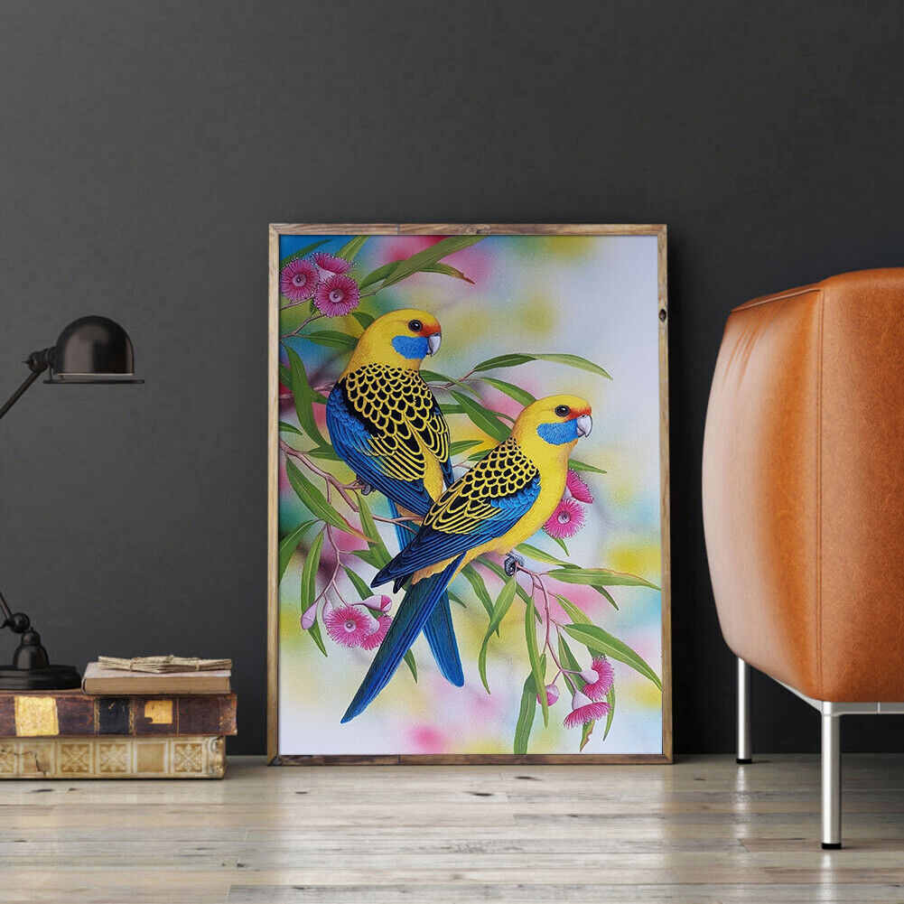 DIY Blue Rose Birds Animal 5D Mosaic Full Drill Round Diamond Painting Kit