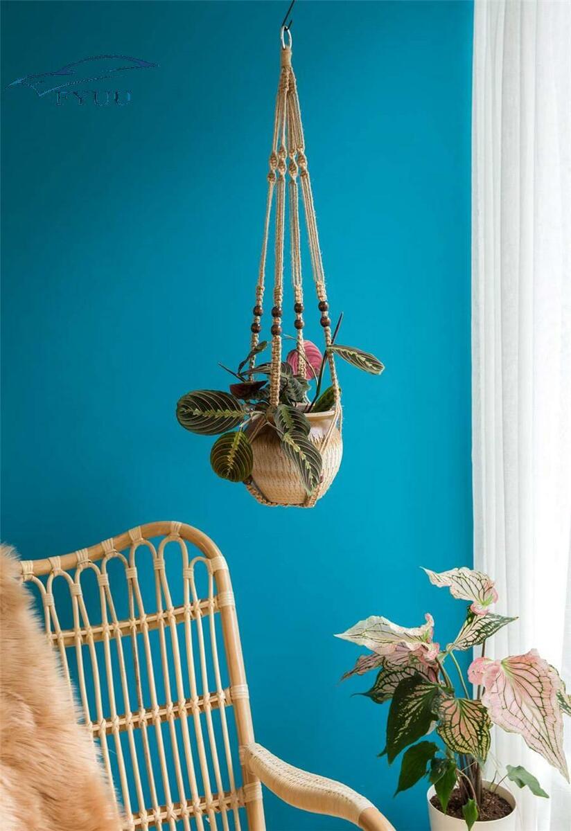 1pc Wood Beads Decorative 35 Inch Plant Hanger Planter Basket Flower Pot Holder