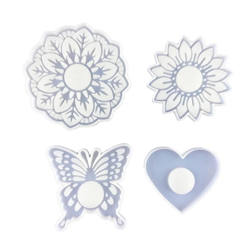 Heart-shaped Candle Holder Mold Silicone Epoxy Coaster Mold for DIY Casting