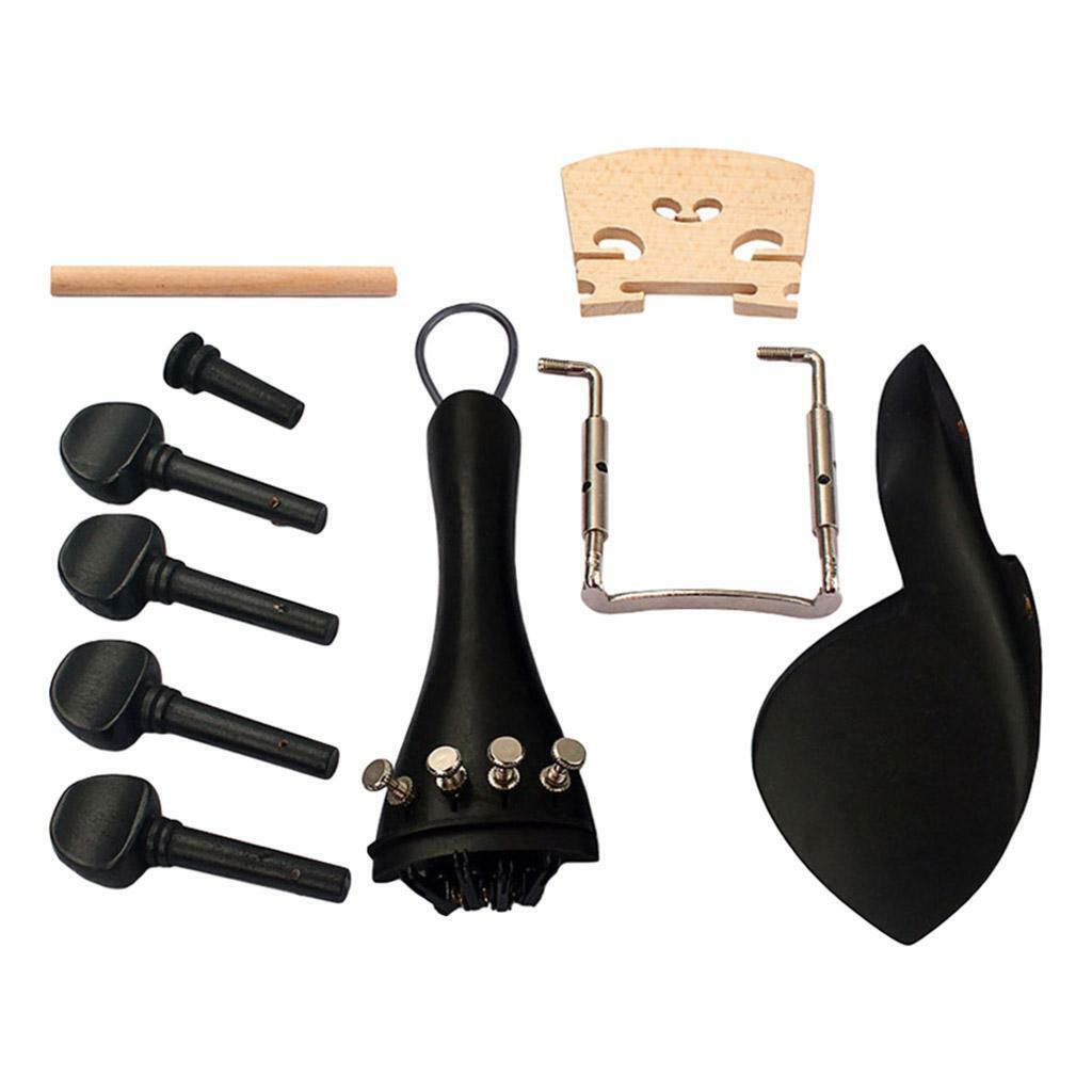 4/4 Ebony Violin Tuning Pegs with Chinrest terminal pin Bridge Tailpiece Clamp