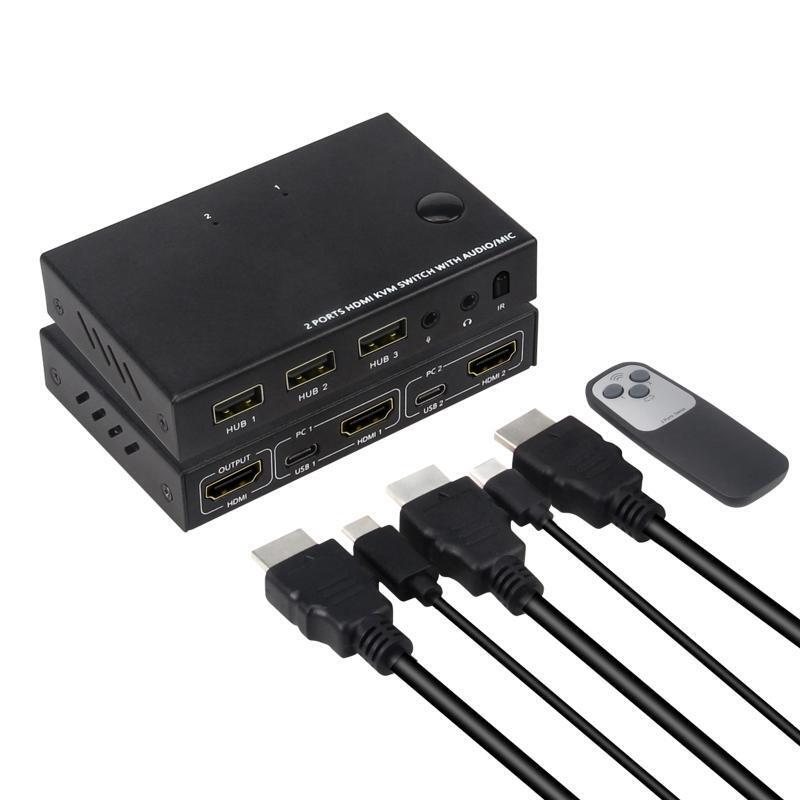 2 Port Box USB for Shared Monitor Keyboard And Mouse Plug and Play Video Box KVM