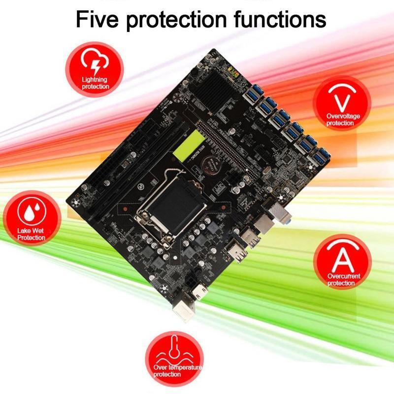 B250 BTC Miner Motherboard DDR4 LGA1151 12 PCI-E Graphics Card Slot CPU Fan Sata