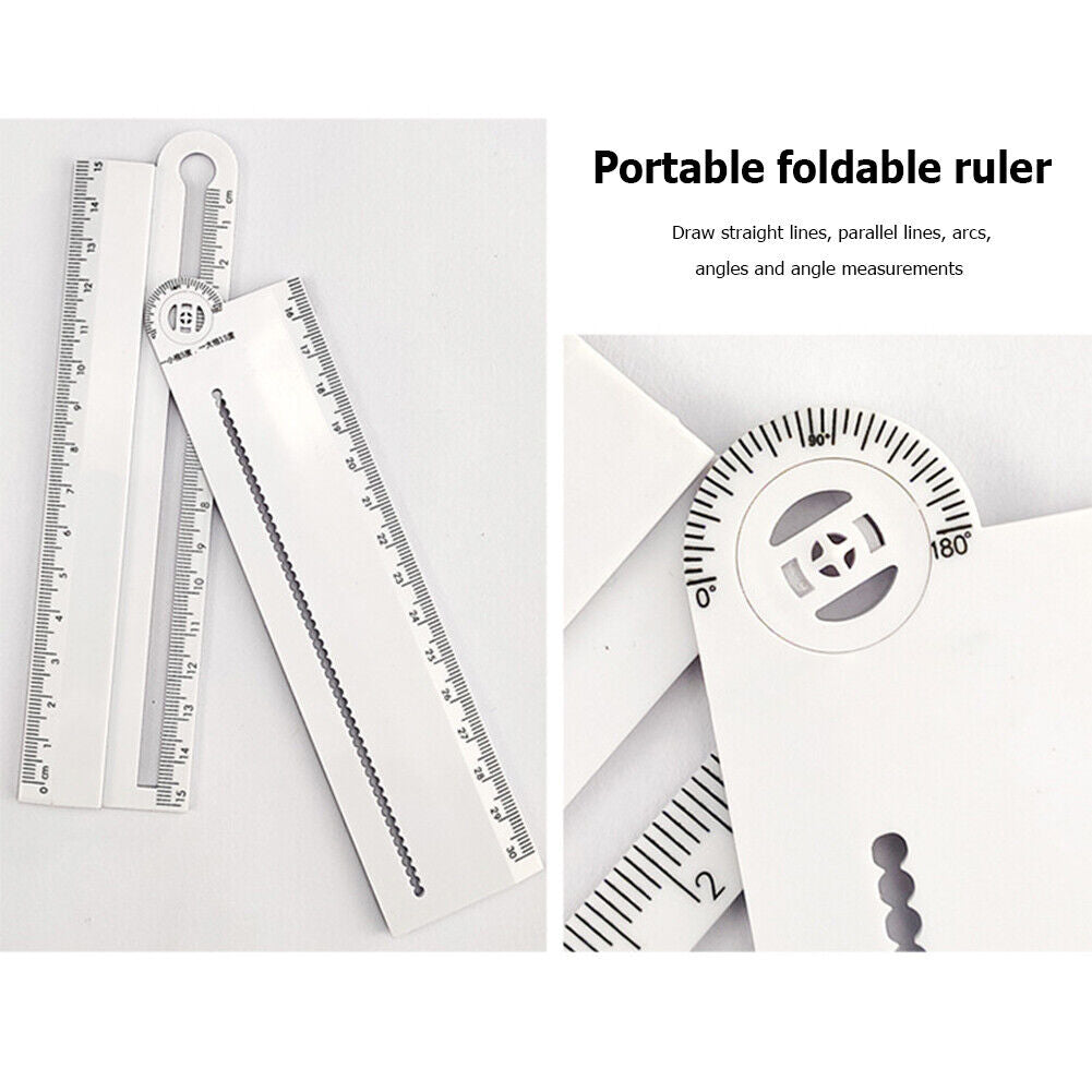 Multifunctional Folding Geometric Drawing Ruler Line Circular Drafting Tool