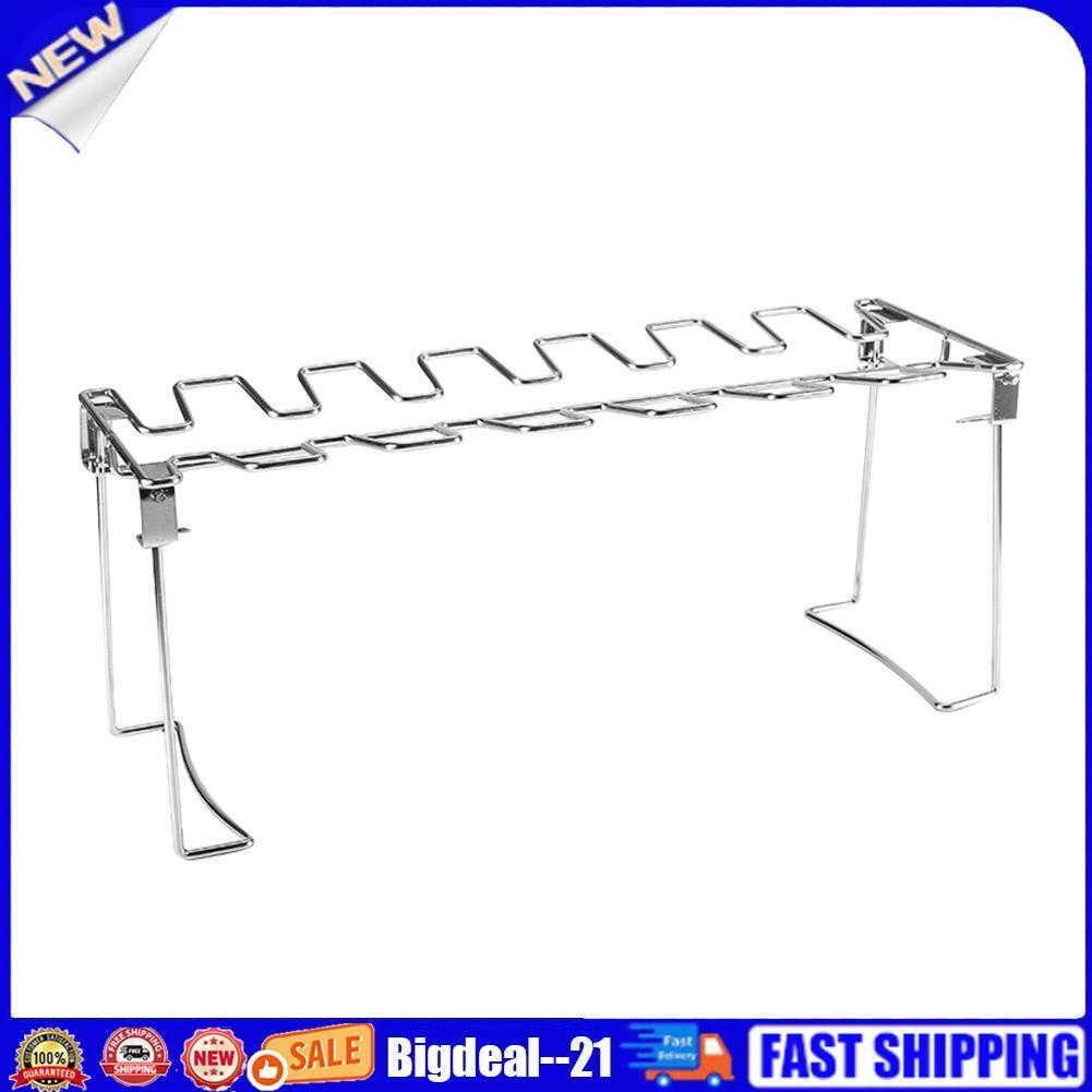 14 Slot Stainless Steel BBQ Rib Shelf Grill Barbecue Chicken Wing Leg Rack