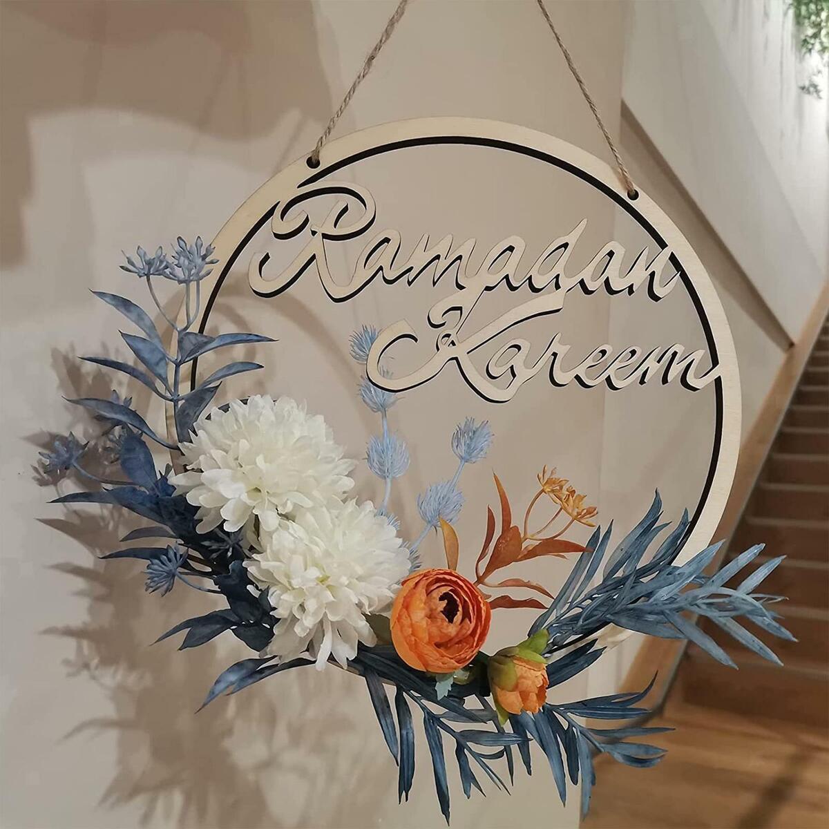 Eid Ramadan Wreaths  Signs Decorative for Celebration Window Farmhouse