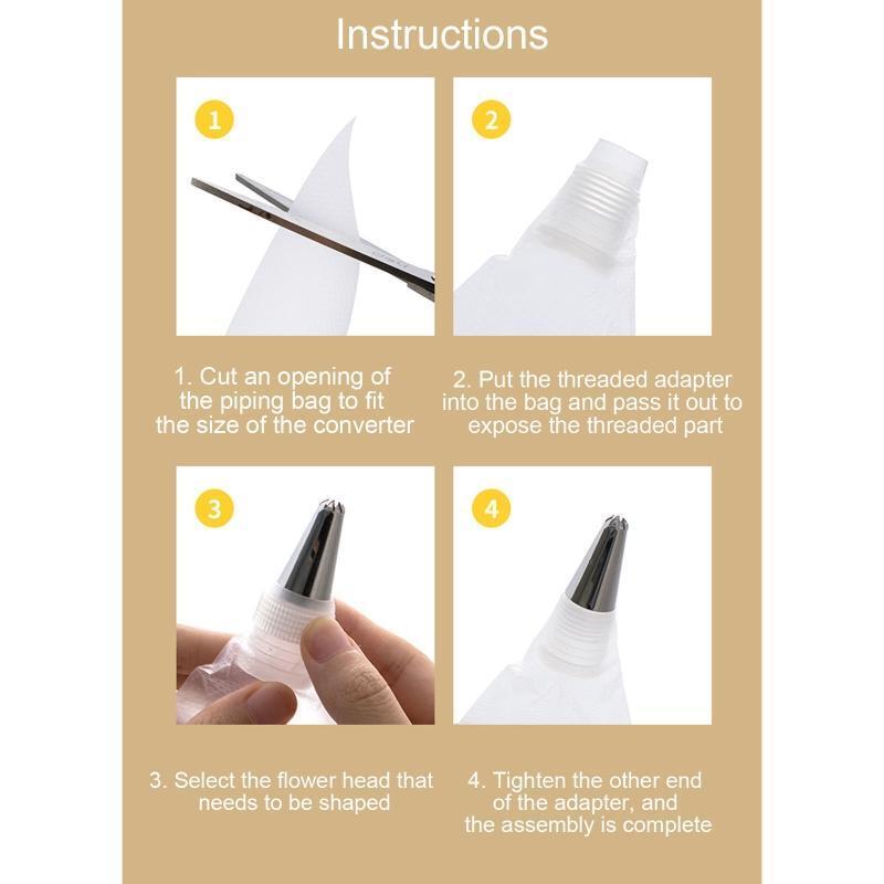 50 Pcs Disposable Anti-burst Piping Bags Thickened Pastry Bags with Piping Tips