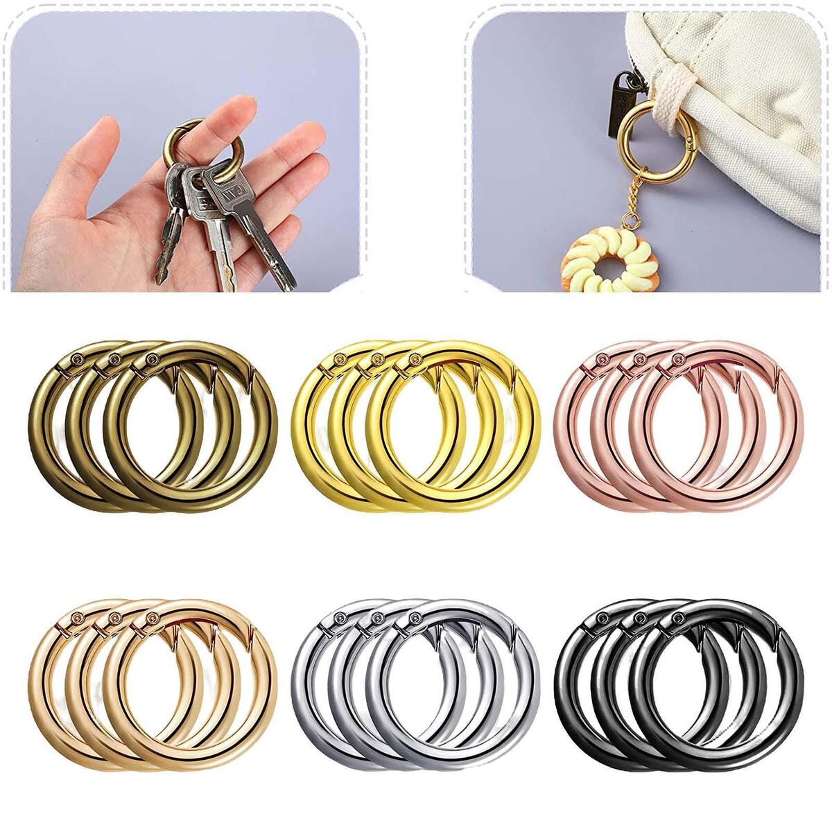 18Pcs Spring Gate O Rings Spring Clip Round Carabiner 1 inch Metal Snap Clip DIY
