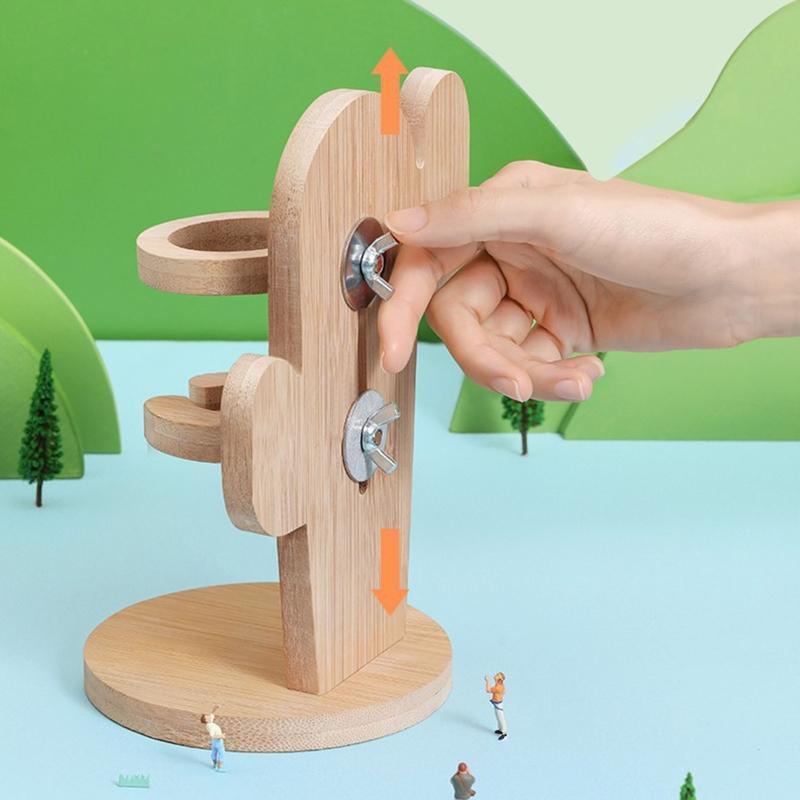 Hamster Water Bottle Holder Natural Wood Base Stand for Small Animal Cage