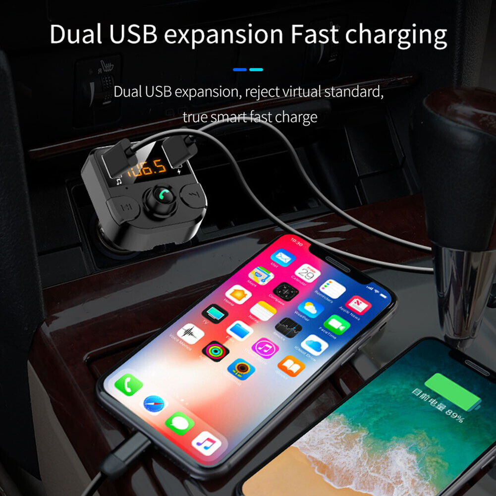 2 USB Fast Charger Bluetooth-compatible MP3 FM Receiver Transmitter for Car