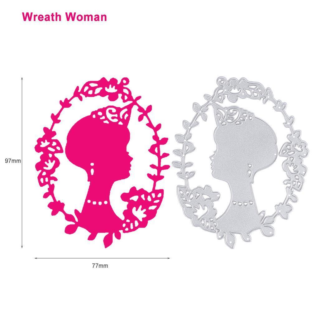 Metal DIY Wreath Woman Cutting Dies Stencils Scrapbook Card Making Craft