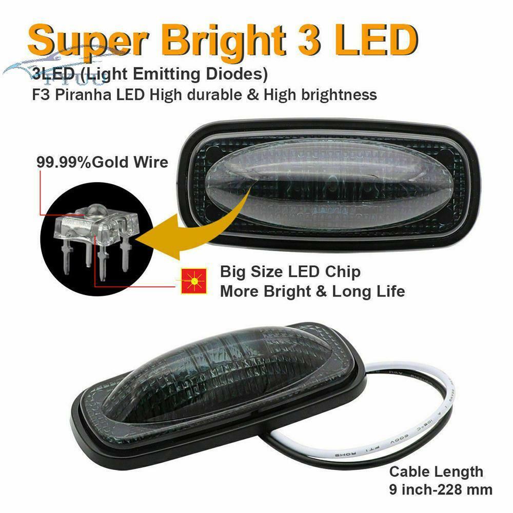 4x Smoke Lens LED Fender Bed Side Marker Light For 2003-2008 Dodge Ram 2500 3500