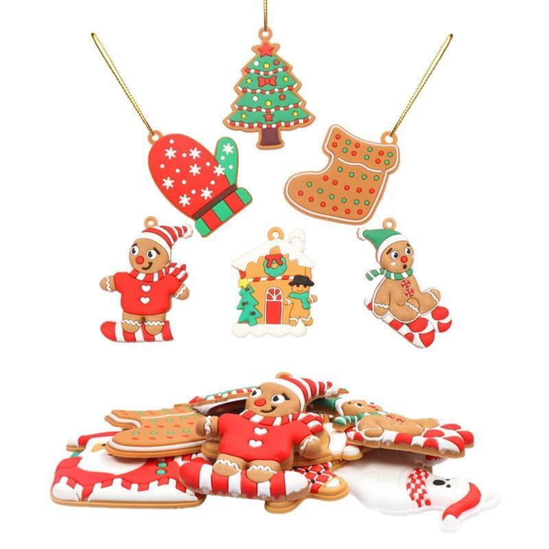 12x Christmas Tree Decor Mini Gingerbread Man Ornaments Hanging for Xmas Party