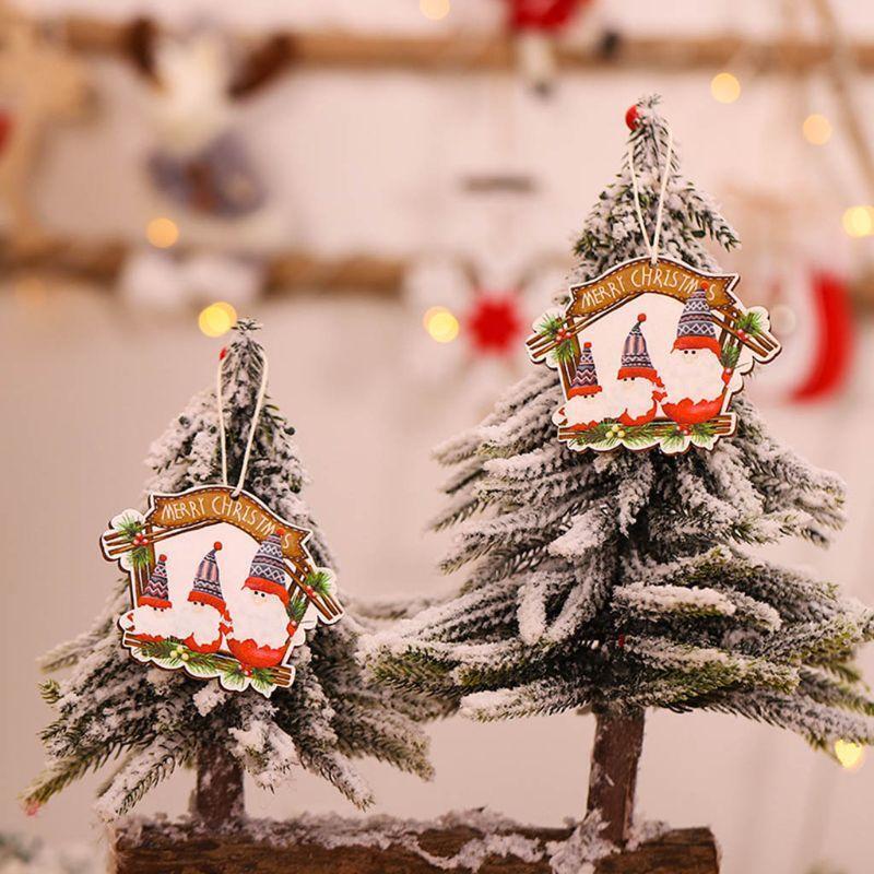 12pcs Wooden Painted Colorful Car Christmas Tree Pendant Ornaments Xmas New Year