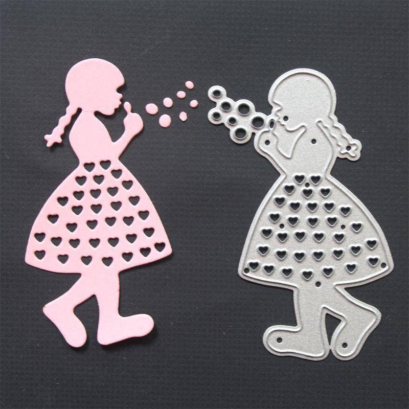Little Girl Blowing Bubbles DIY Handicrafts Cutting Dies Metal Cutting Stencils