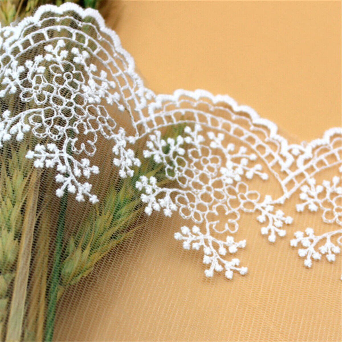1 Yd Embroidery Scallop Crochet Embroidered Floral Lace Trim Edging Sewing Craft