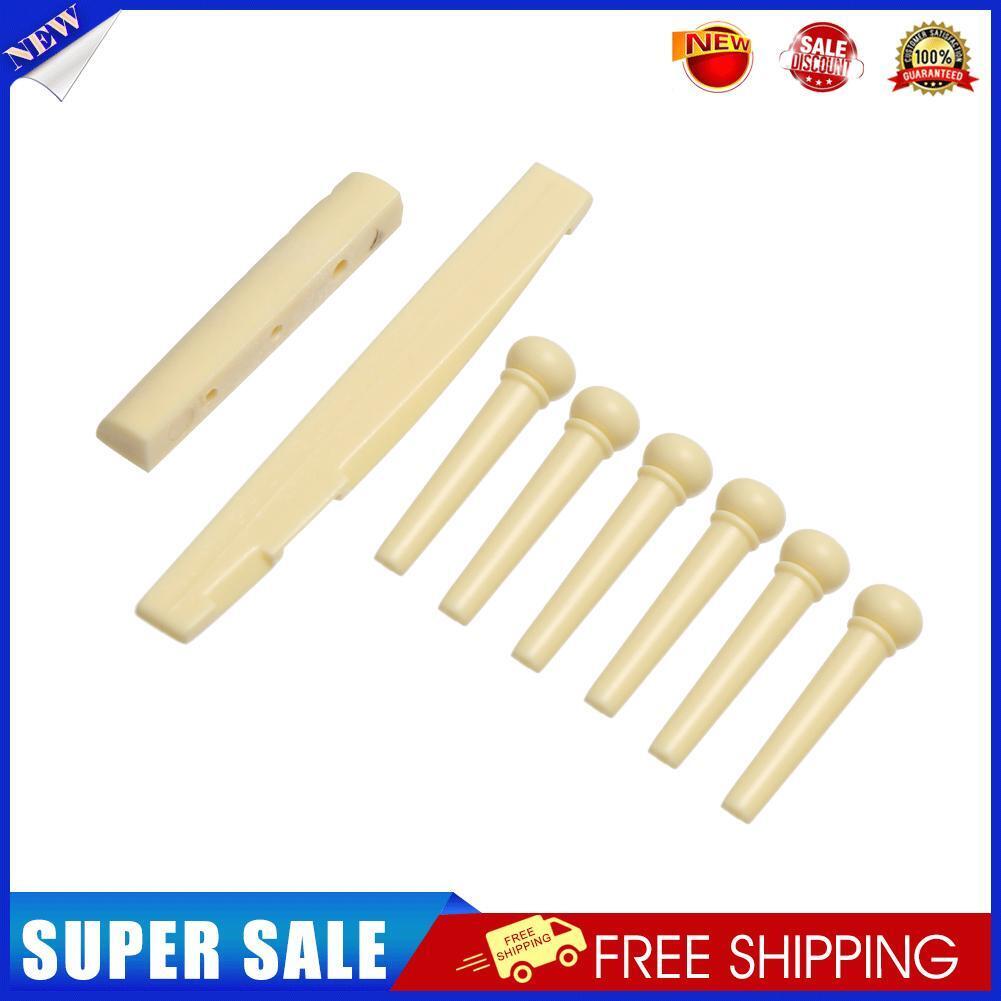 6-String Guitar Bridge Pins Saddle Nut Acoustic Cattle (Yellow)