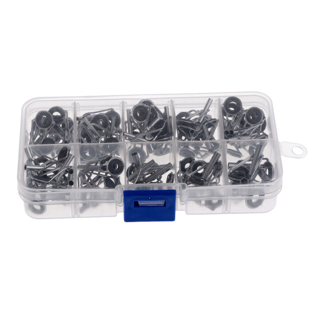 80Pcs Fishing Rod Guides Eye Ring DIY Parts Rod Building Repair Kits 1#-10#