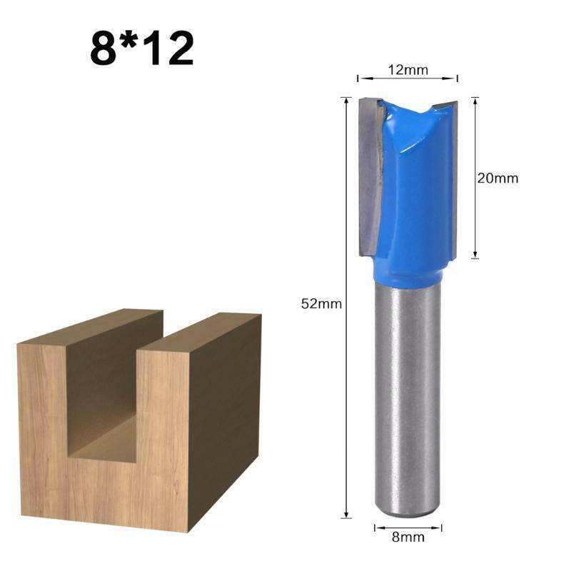 7 Pcs Grooving Milling Cutter 8mm Shank Straight Router Bit Cutting Dia 6mm-20mm