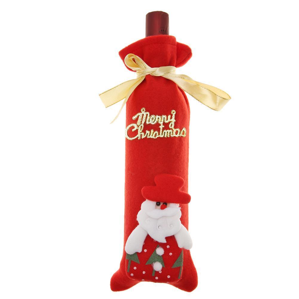 Christmas Red Wine Bottle Cover Clothes Decoration for New Year (Snowman)