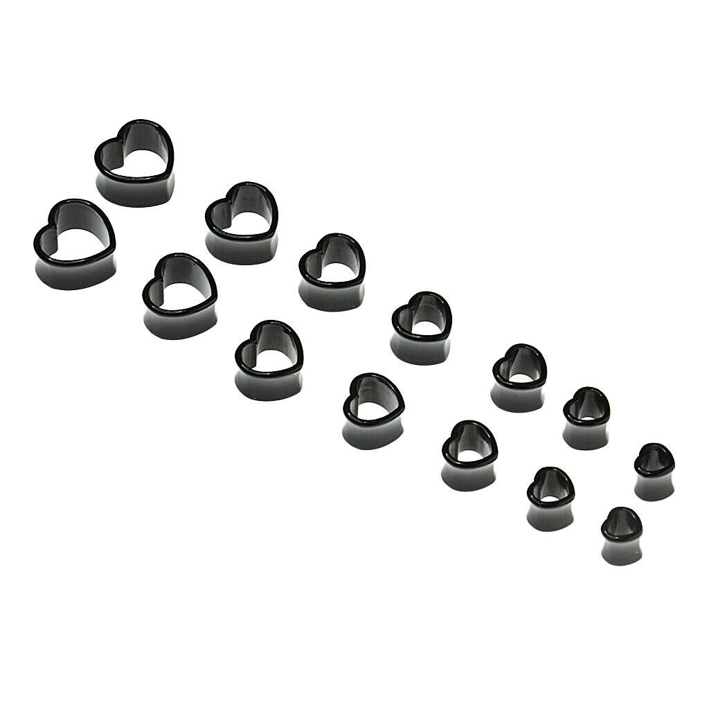 7 Pairs Heart Acrylic Tunnels Ear Stretcher Expander Gauges