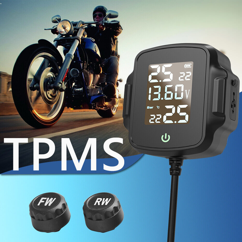 Motorcycle TPMS Tire Pressure Monitoring System with QC 3.0 USB Charger