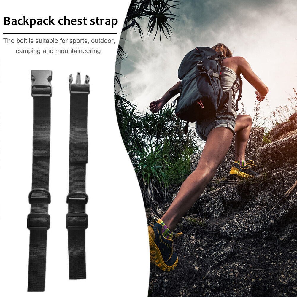 Adjustable Backpack Chest Harness Strap Non-Slip Backpack Straps (Black)