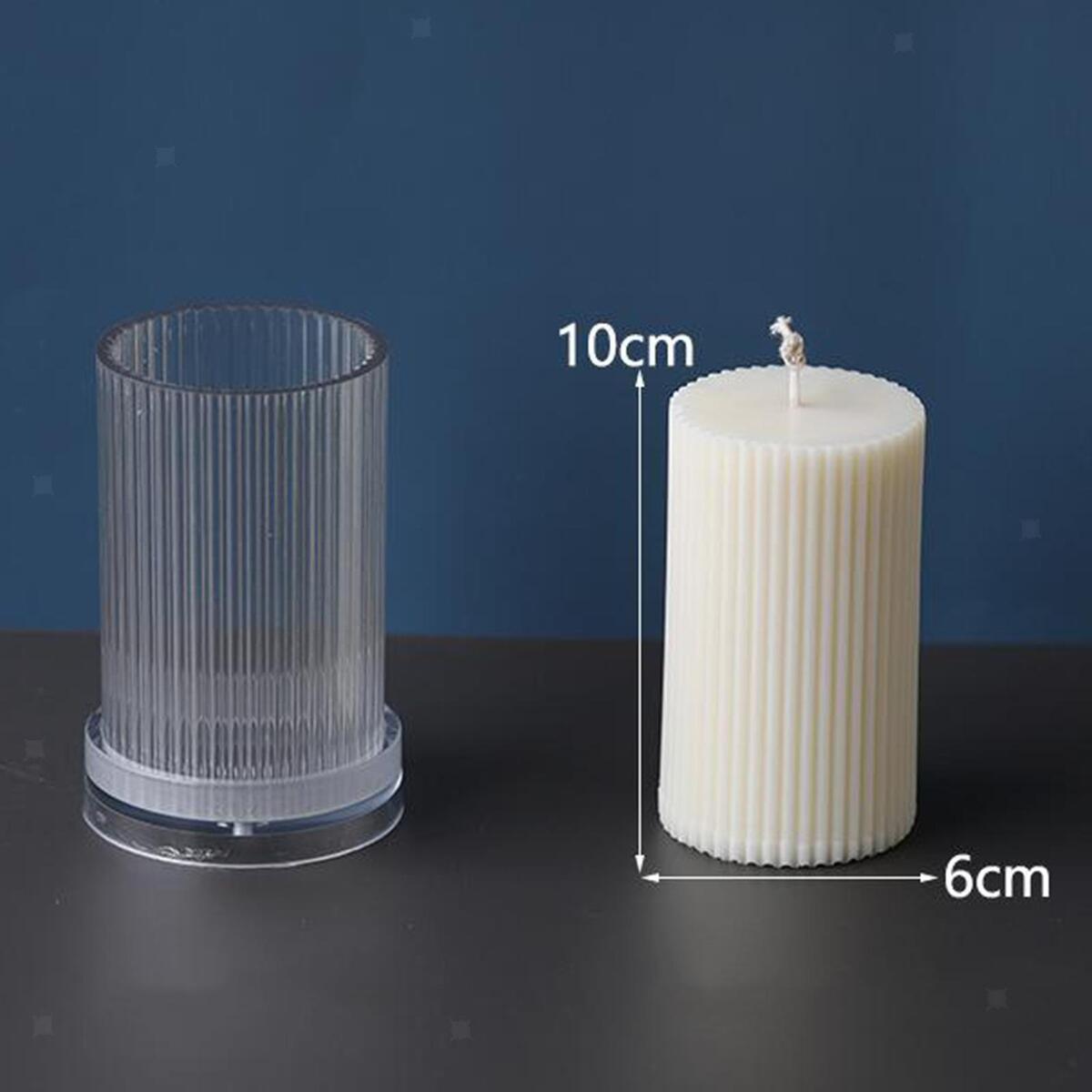 2pcs Handmade Candle Mold Acrylic Stripe Cylinder Rib   Making