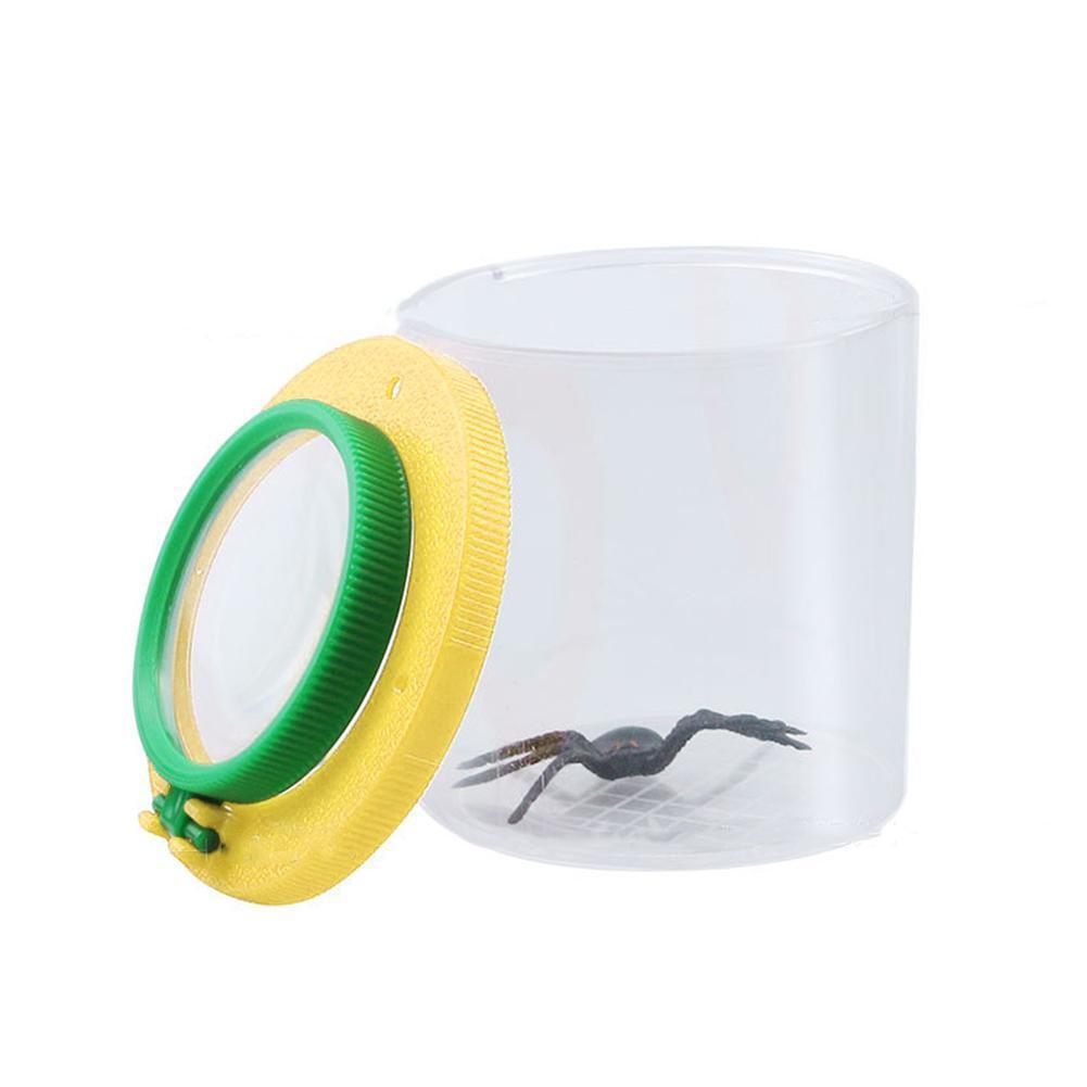 Cylindrical Crawler Spider Insect Box Magnifying Glass Magnifier (Yellow)