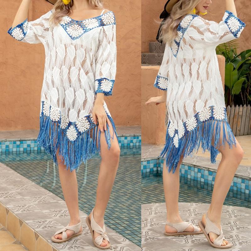 Swimming Suit Tassel Shawl Cardigan Cover Ups Down Sleep Dress Swimwear Cover