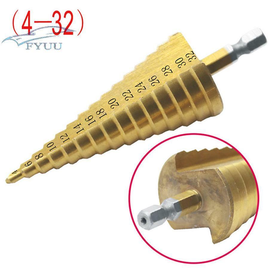 Car Body Repair Sheet Metal Tool 4-12/20/32mm Hex Titanium Step Cone Drill Bit