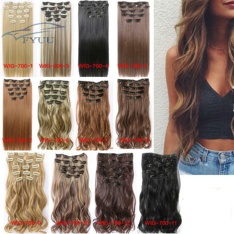 22'' Extensions Natural Hairpieces Straight Synthetic Clip In Hair Extension 1x