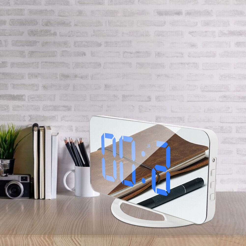LED Mirror Wake Up Clock Electronic Auto Photosensitive Alarm Clock (B)
