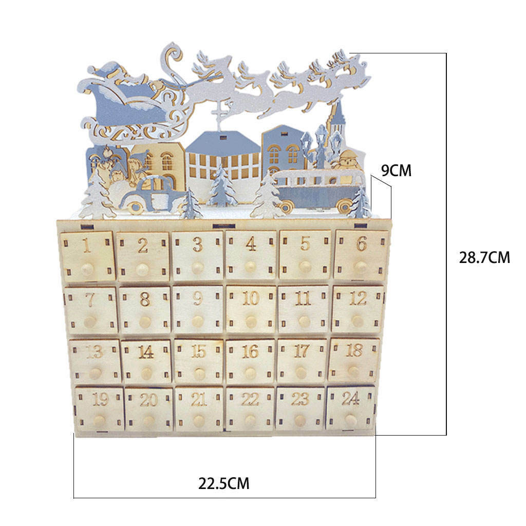 Traditional Christmas Wooden Advent Calendar with  Gifts