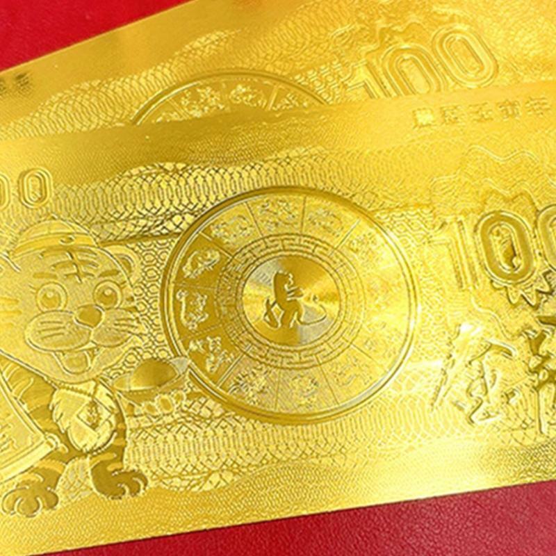 Chinese Zodiac New Year Tiger Metal Foil Note Collection with Red Money Envelope