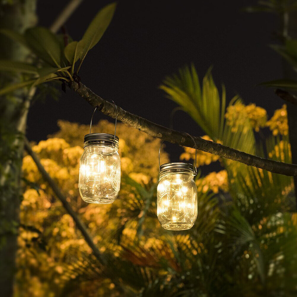 LED Solar Fairy Mason Jar Light Party Wedding Garden Decor Lamp (Handle)