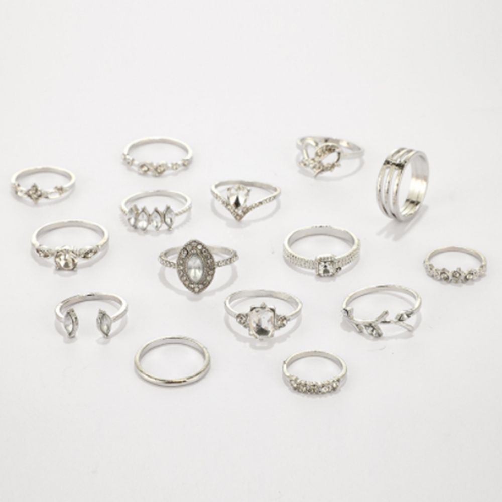 Fashion Jewelry Women Hollow Heart Boho Finger Ring Leaves Flower Rings Set