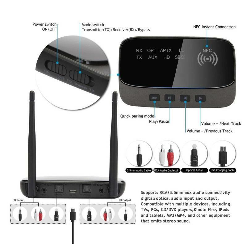 BT5.0 Audio RCA Transmitter Receiver Aptx LL Wireless Music Audio Adapter 3.5mm