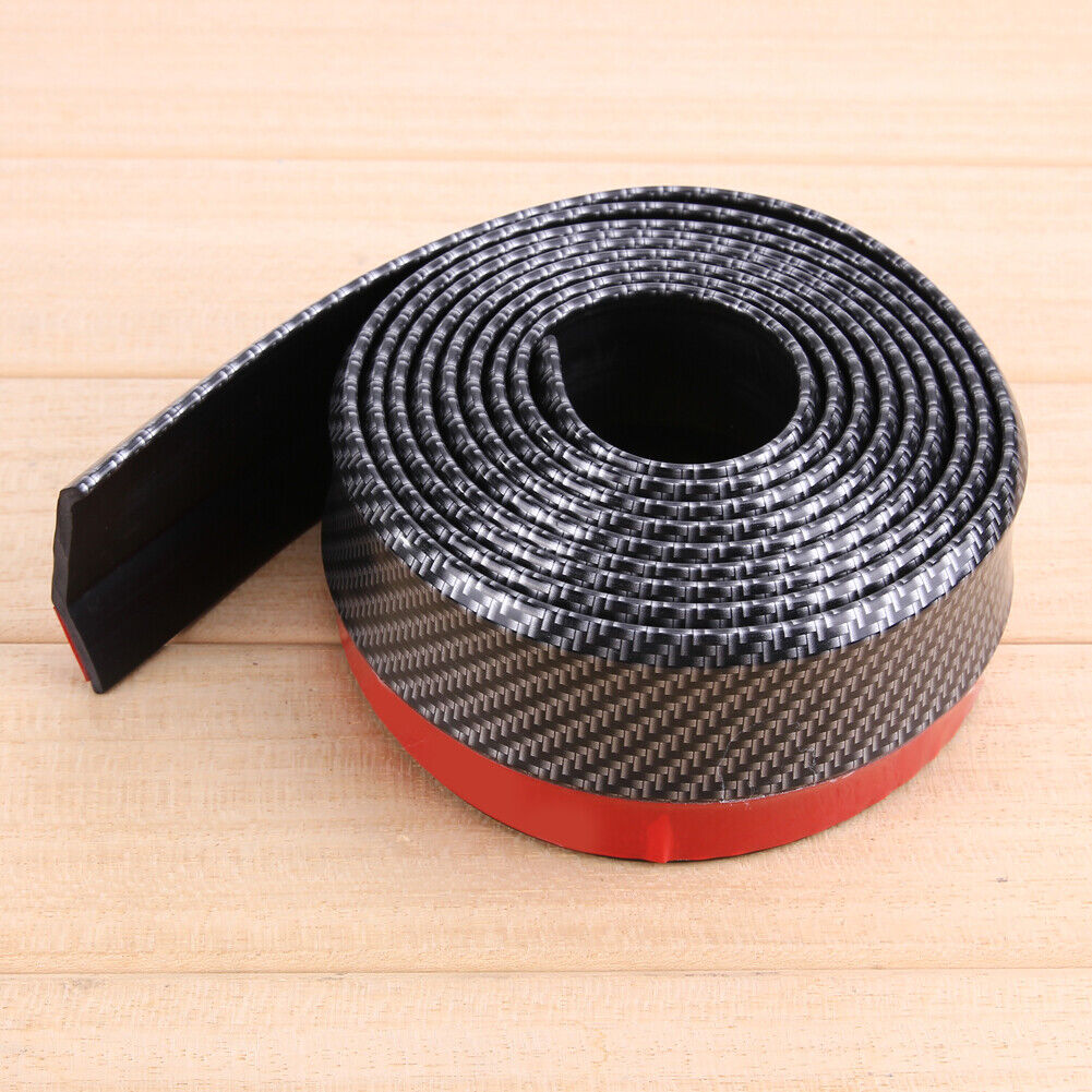Black Soft Carbon Fiber Car Rubber Bumper Strip  Outside Bumper Front Lip