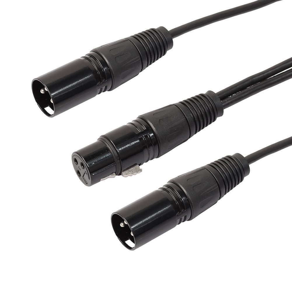 3P XLR Female Jack to Dual 2 Male Plug Y Splitter Cable Adaptor Cord 1Ft