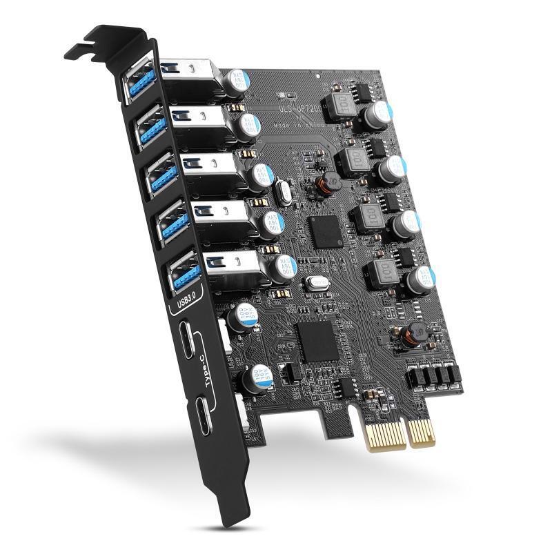 5G Usb 3.0 Pcie Card 7-port PCI-E to USB3.0 Type C Expansion Adapter Card for PC