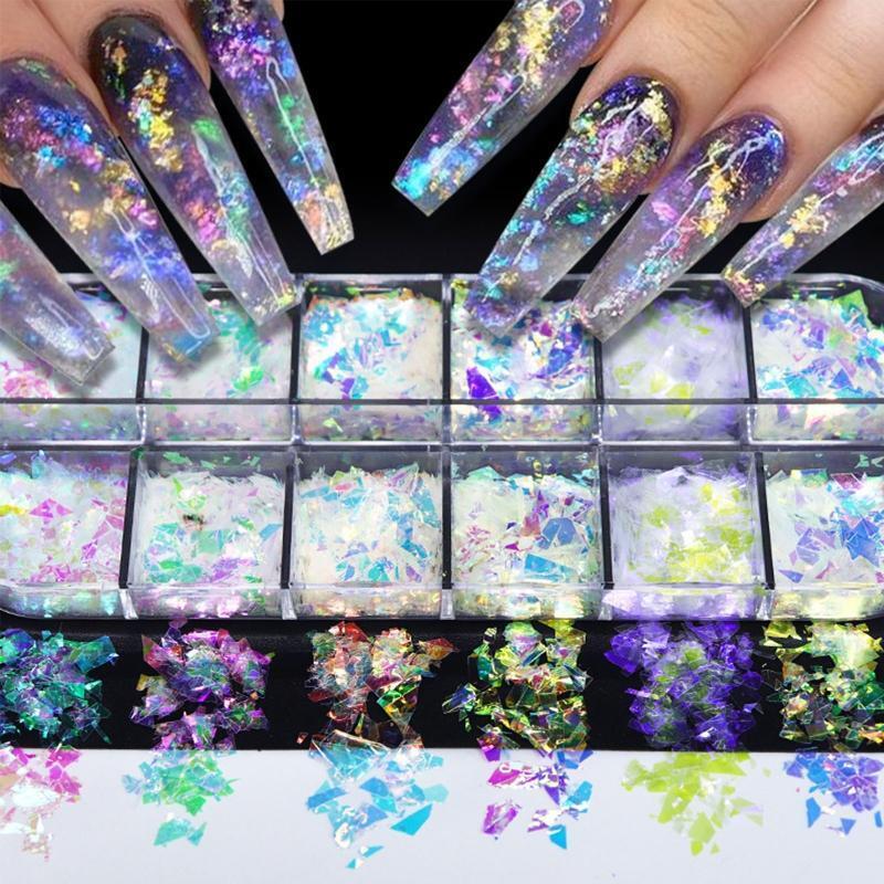Nail Art Glitters Irregular Nail Sequin Colorful Glass Paper DIY Nail Art Decor