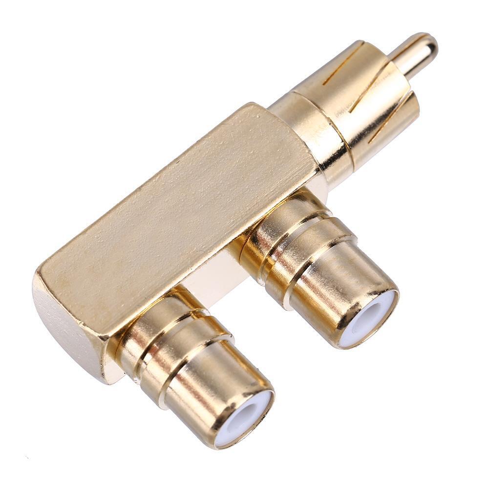 RCA Male to 2 RCA Female Right Angle Audio Plug Splitter Adapter Connector