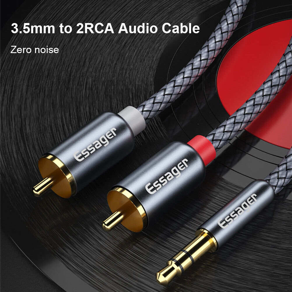 Essager RCA Aux Cable 3.5mm Jack to 2 RCA Audio Cable Y Splitter (5m)