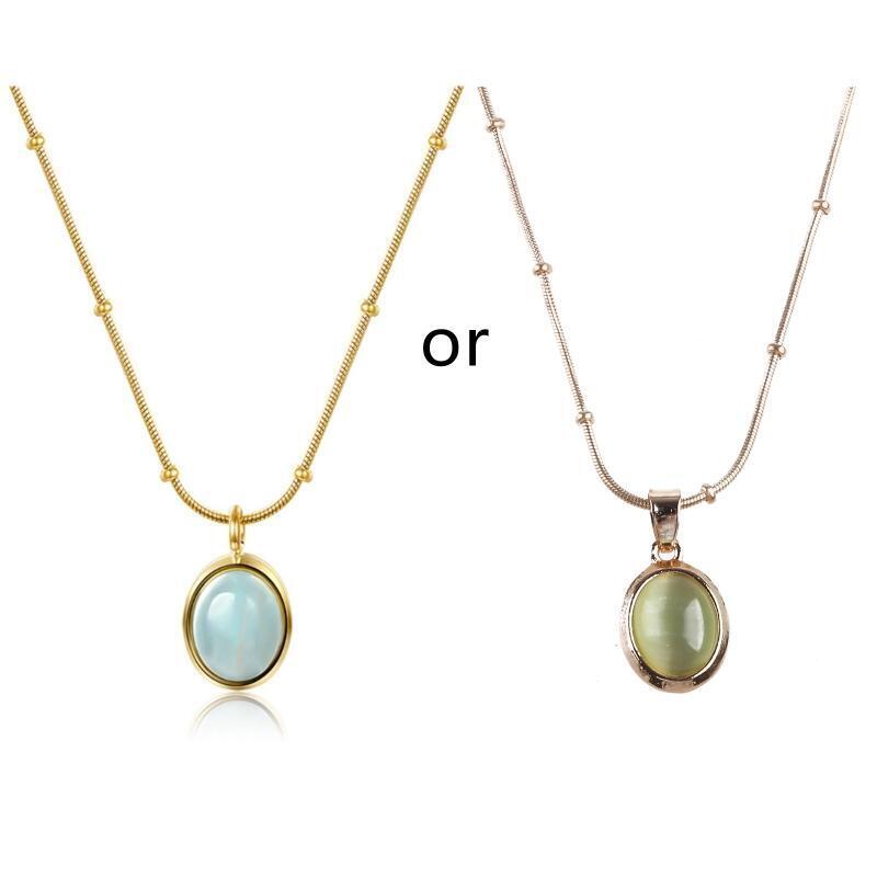 Sea Of Stars Oval Pendant Copper Chain Luxury Clavicle Chain For Women Girl Gift