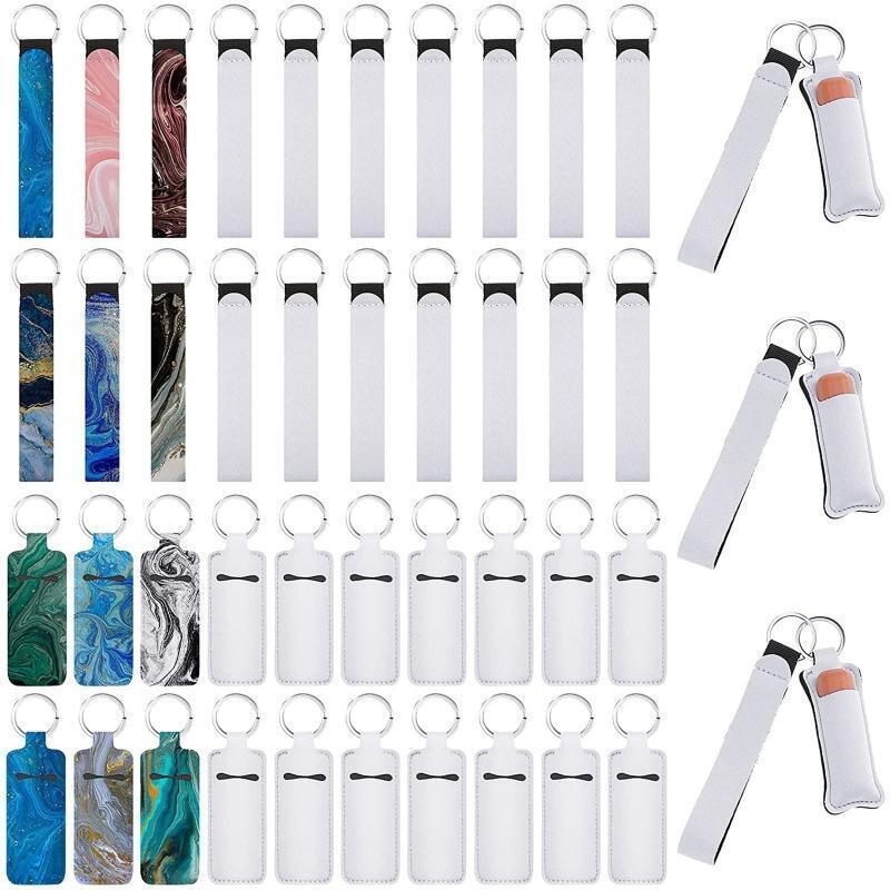 40Pcs Neoprene Lipstick Holder Wristlet Keychain Protective Cases for Women DIY