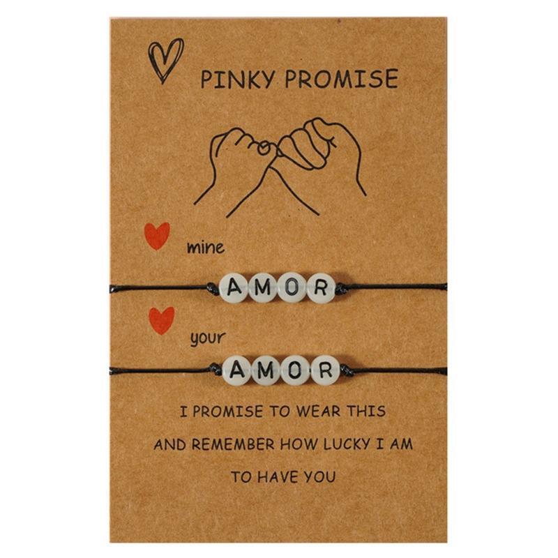 2x Pinky Promise Bracelets Friendship Couple Matching Bracelet Luminous Gift