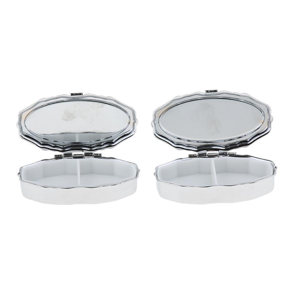 2 PCS Mini Travel Metal Pill Box Medicine Organizer Container Storage Box 02
