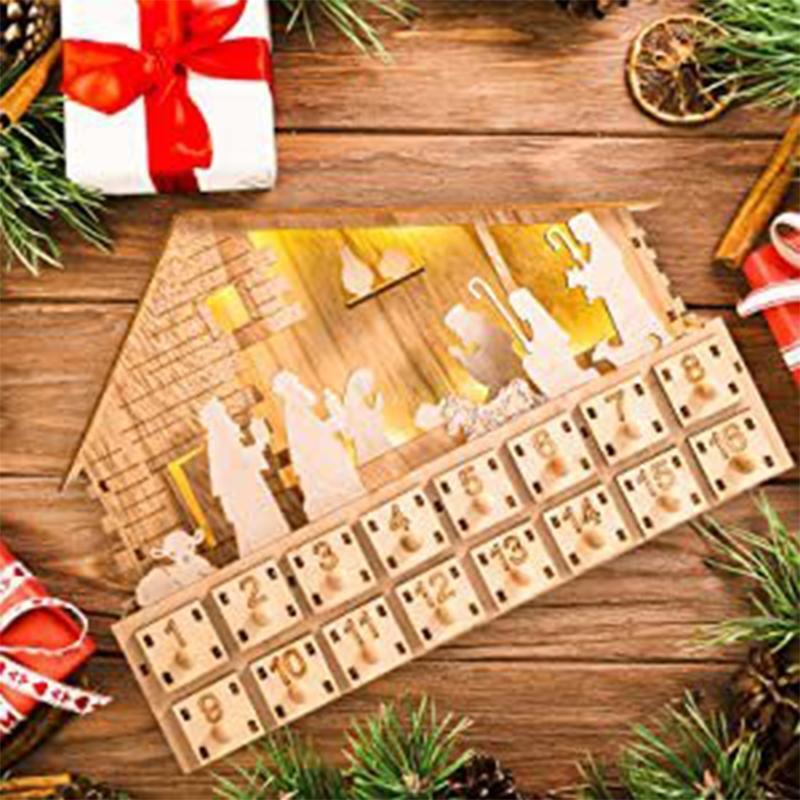 Christmas Countdown Calendar Blind Box Decorative Cute Advent Box Nativity
