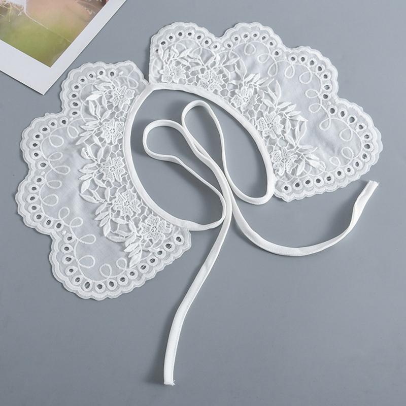 Detachable False Collar Hollow Embroidery Dots Floral Women Petals Shawl Cape