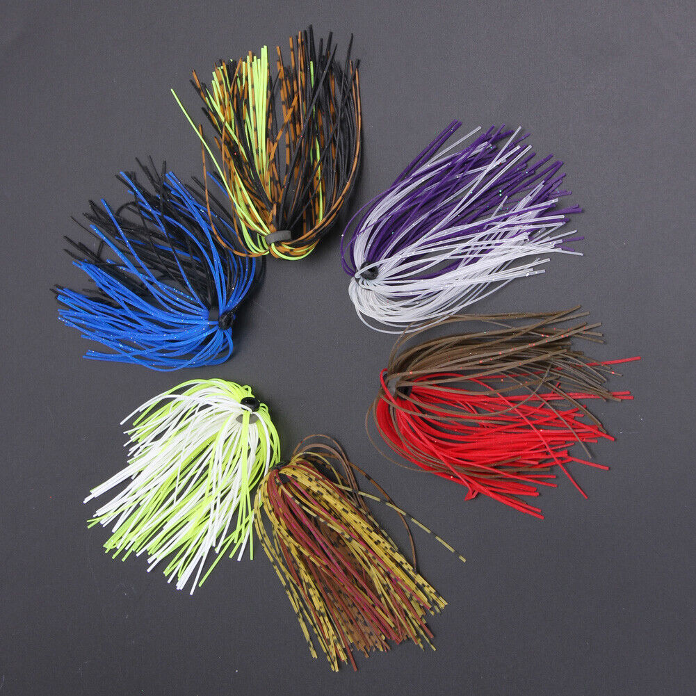 6 Bundles Silicone Skirts DIY Salty Rubber Jig Lures Squid Fishing Bait